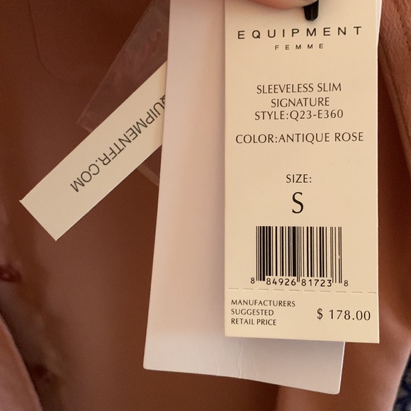 NWT Equipment Sleeveless slim signature button up blouse in Antique Rose - Picture 3 of 3